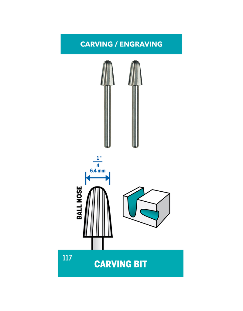 Dremel 1/4-in 117 Carving Bits, Ball Nose (Dremel 117)