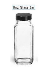 Just Sculpt Clear Glass French Square Bottles w/ Black Caps 8oz