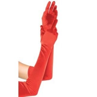 Extra Long Satin Gloves 16B, Red