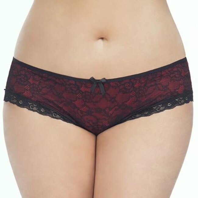 Cage Back Lace Panty 2028, Red/Black
