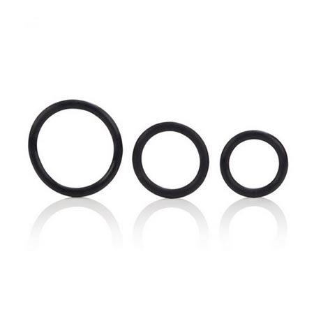 Black Rubber Cock Rings, Set of 3