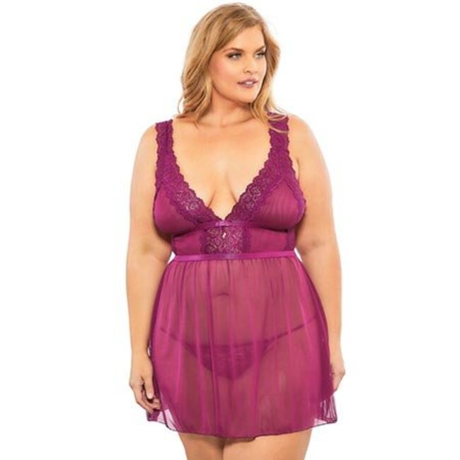 Nora Empire Babydoll with G-string 75-10789, Amaranth