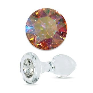 Crystal Delights Small Clear Jeweled Plug, Aurora Borealis Crystal