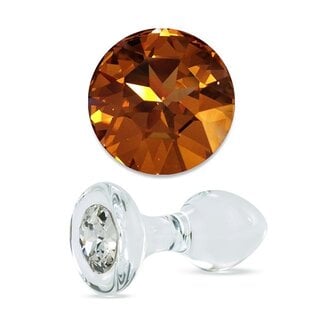 Crystal Delights Small Clear Jeweled Plug, Gold Crystal
