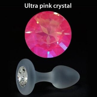 Crystal Delights Small Frosted Jeweled Plug, Ultra Pink Crystal