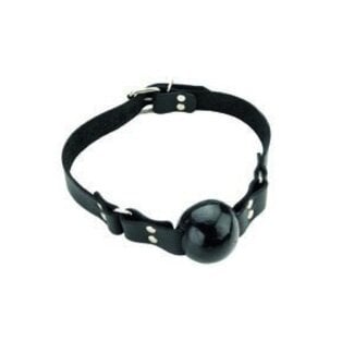 Ball Gag, Black Rubber with Leather Strap