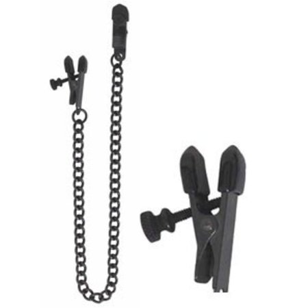 Nipple Clamps SPF-02 Blackline Wide Alligator Adjustable with Chain - The  Tool Shed: An Erotic Boutique