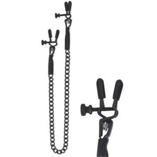 Nipple Clamps SPF-36 Blackline Spring Jaw with Chain