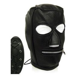 Perforated Leather Hood with Zipper Mouth