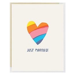 Just Married Rainbow Heart Greeting Card