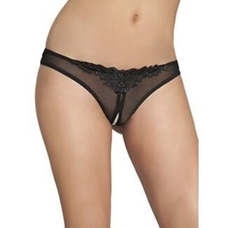 Crotchless Thong with Pearls 2066, Black size 3X/4X