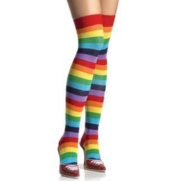 Rainbow Striped Thigh Highs 6606