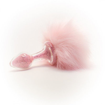 Sparkle Faux Fur Bunny Tail, Pink
