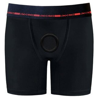 RodeoH 2.0 Rise Boxer + Harness, Black and Red