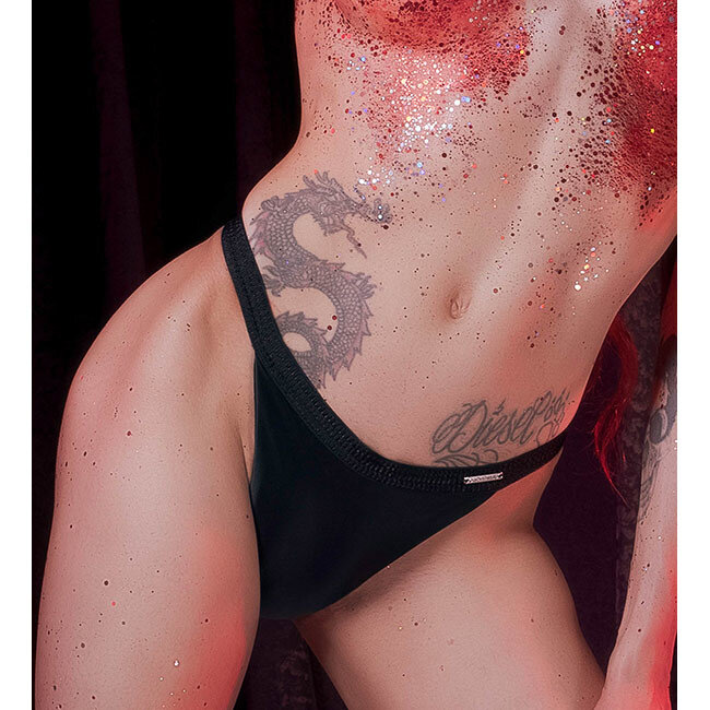 Divine Satin Thong, Black