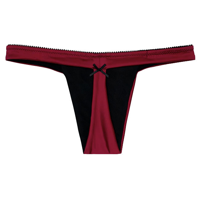 Cute Satin Thong Panty Gloss, Burgundy Soul - Tool Shed: An Erotic Boutique