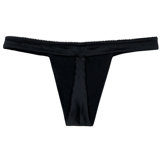 Cute Satin Thong Panty Gloss, Black