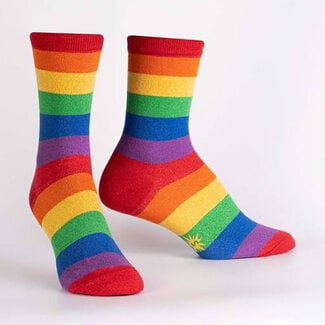 Radiant Rainbow Shimmer Crew Socks