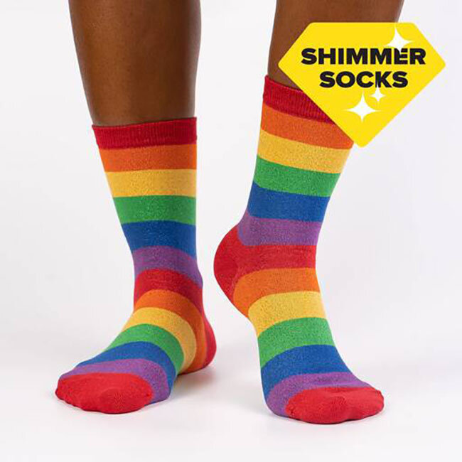 Radiant Rainbow Shimmer Crew Socks