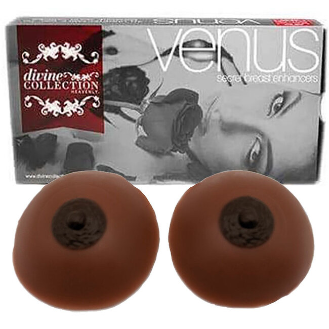 Venus Self-Adhering Silicone Breast Enhancers, Chocolate (dark flesh tone)