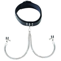 Collar with Attached Broad Tip Nipple Clamps