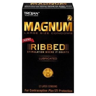 Trojan Magnum Ribbed Condoms, 12-pack