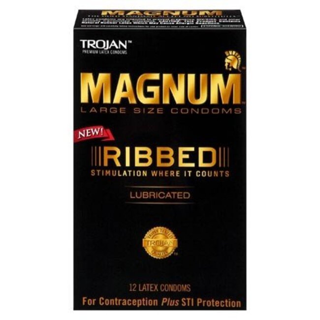 Trojan Magnum Ribbed Condoms, 12-pack