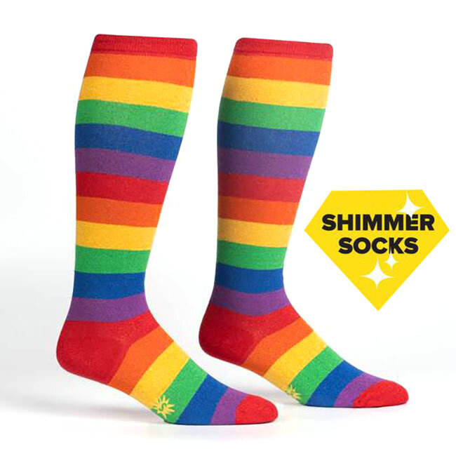 Stretch It March With Pride Shimmer Wide Calf Knee Socks