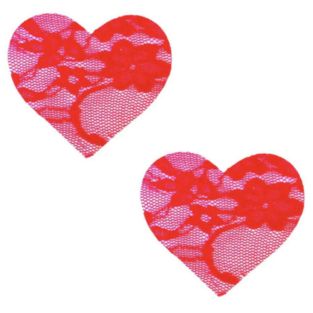 Nipztix Lace Heart Pasties, Red