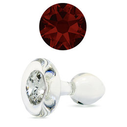 Crystal Delights Small Clear Jeweled Plug, Red Magma Crystal