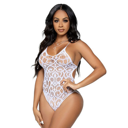 Seamless Scroll Lace Teddy 81643, White