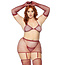 5 pc Rhinestone Fishnet Garter Skirt Set 81617, Burgundy