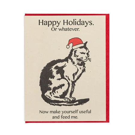 Cranky Cat Holiday Greeting Card