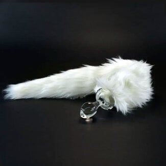 Crystal Minx Faux Fur Tail Plug, White Fox