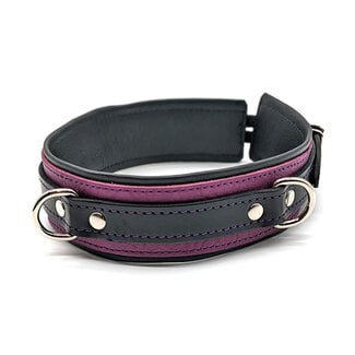 Leather Collar with Locking Buckle, Grape/Black