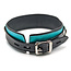 Leather Collar with Locking Buckle, Teal/Black