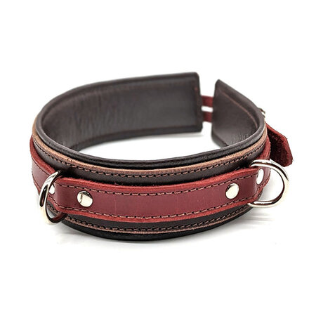Leather Collar with Locking Buckle, Brown/Burgundy