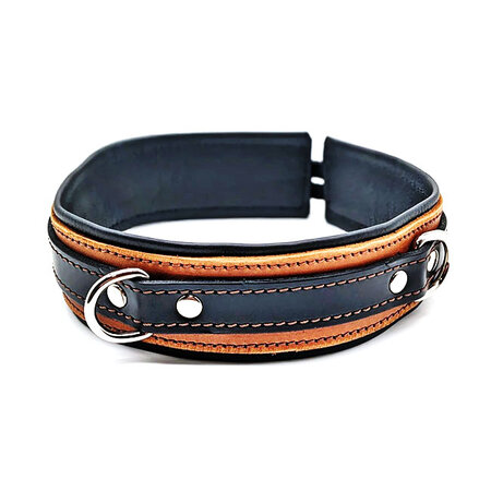 Leather Collar with Locking Buckle, Honey/Black