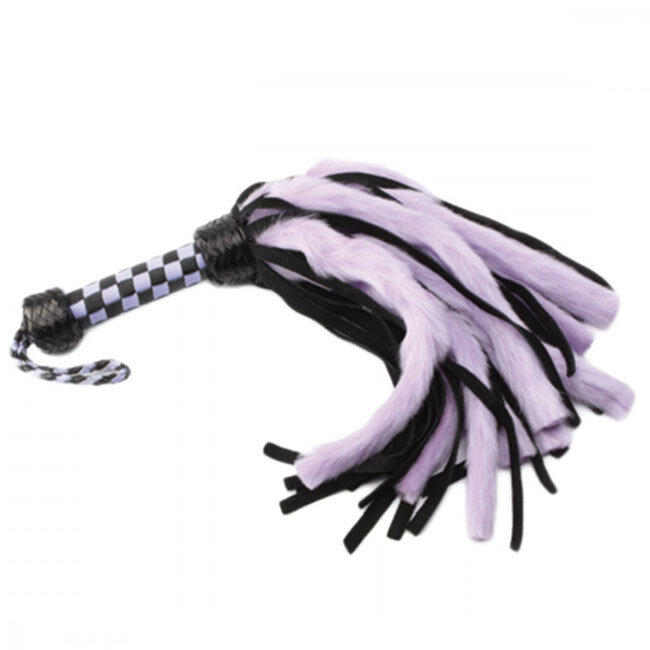 Suede and Fluff Mini Flogger, Black/Purple