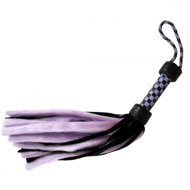 Suede and Fluff Mini Flogger, Black/Purple