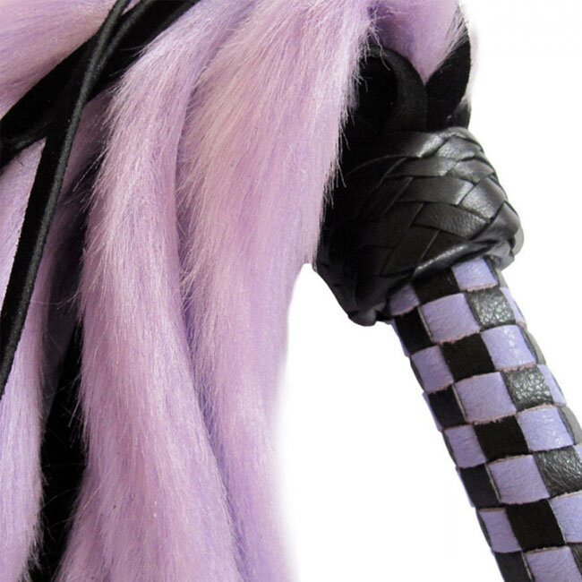 Suede and Fluff Mini Flogger, Black/Purple