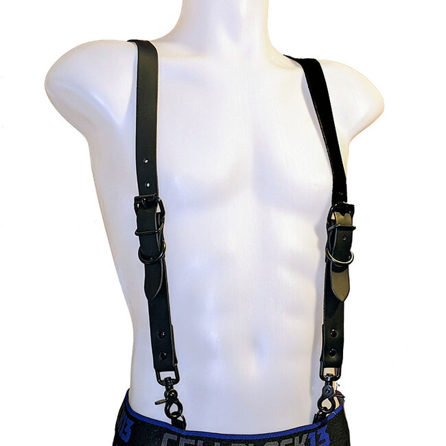 Leather Suspenders, Black