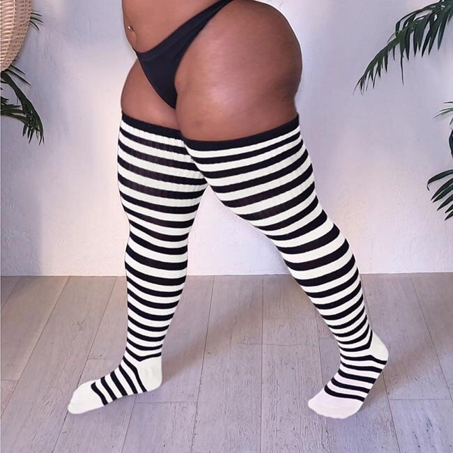 Thunda Tubbies Plus Size Thigh High Socks, Cookies n Cream