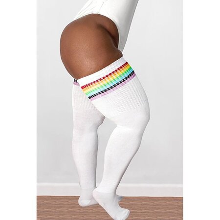 Thunda Tubbies Plus Size Thigh High Socks, Rainbow