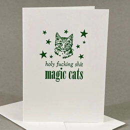 Holy Fucking Shit, Magic Cats Greeting Card