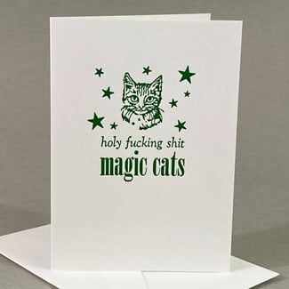 Holy Fucking Shit, Magic Cats Greeting Card