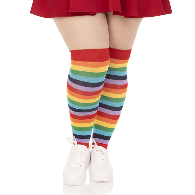Rainbow Striped Thigh Highs 6606