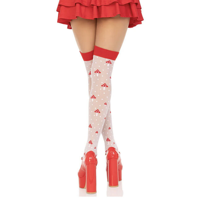 Sheer Mushroom  Polka Dot Thigh Highs 6217
