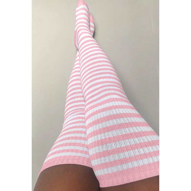 Thunda Tubbies Plus Size Thigh High Socks, Kawaii Pink