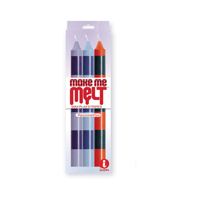 Make Me Melt Sensual Warm Drip Candles Stripes Passionettes, 3-pack